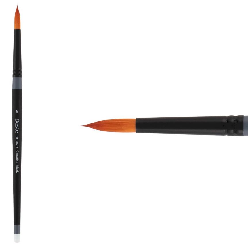 Creative Mark Beste Golden Taklon Hair Brushes - Watercolor Paint Brushes for Acrylic, Watercolor, Water-Soluble Oil, and Any Wet Paint
