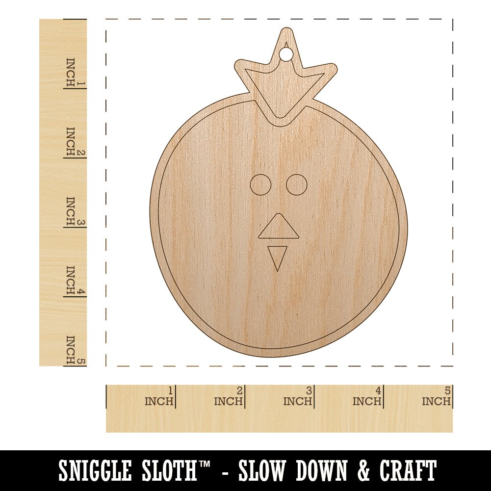 Rooster Chicken Head Cute Unfinished Craft Wood Holiday Christmas Tree DIY Pre-Drilled Ornament