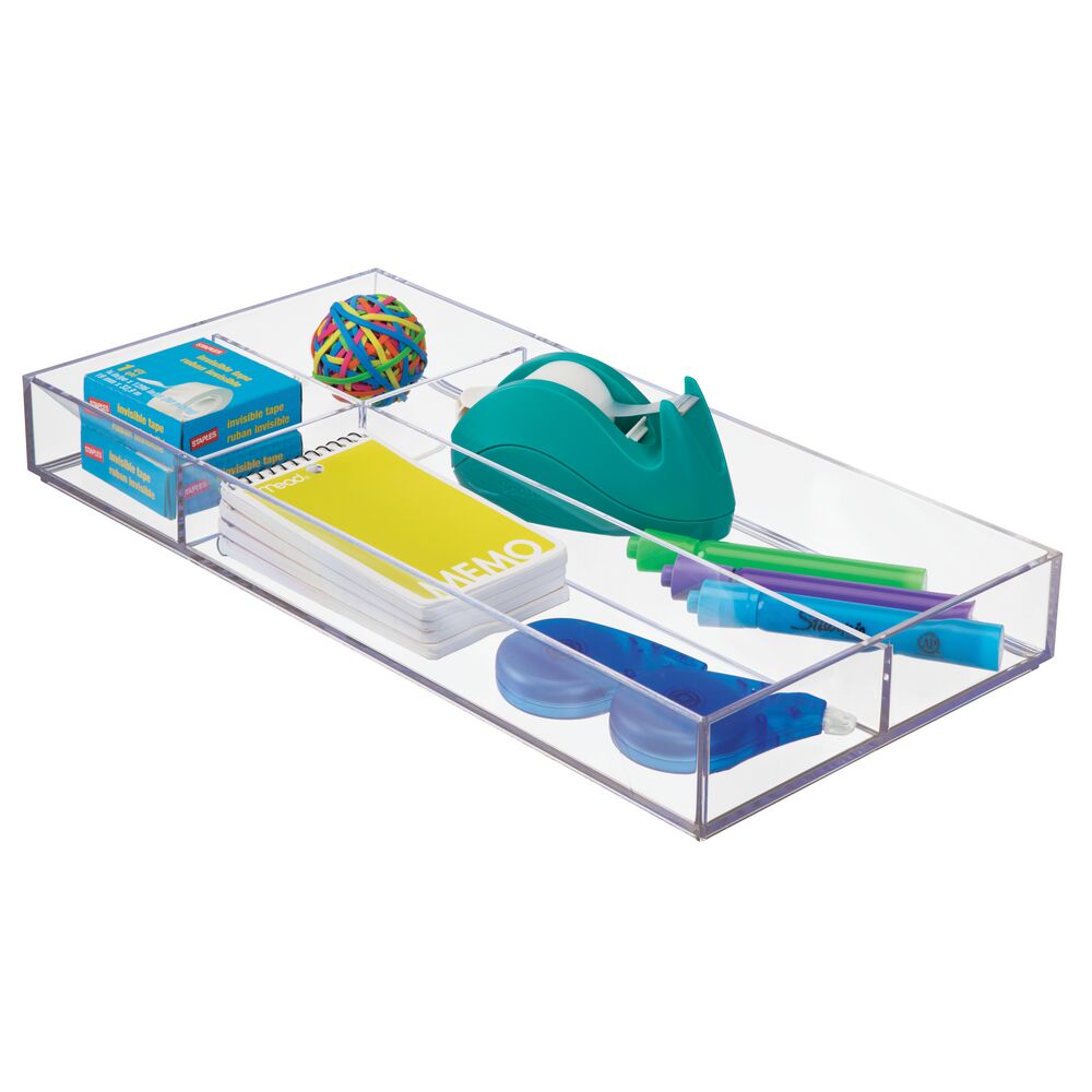 mDesign Plastic Stackable Office Divided Storage Drawer Organizer Tray ...