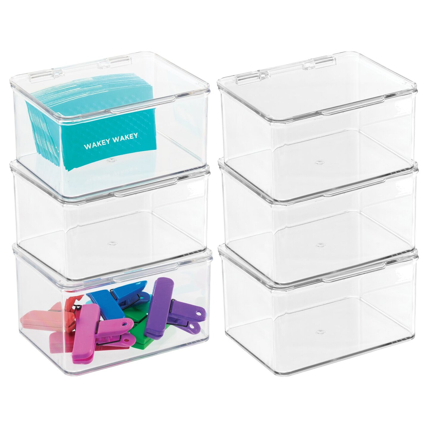 mDesign Plastic Kitchen Food Storage Container Bin Box with Lid - 6 ...