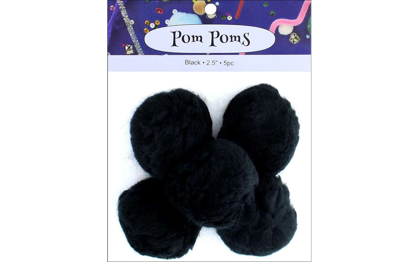 Pa Ess Pom Pom 2 5 Pkg 5Pc Black Michaels