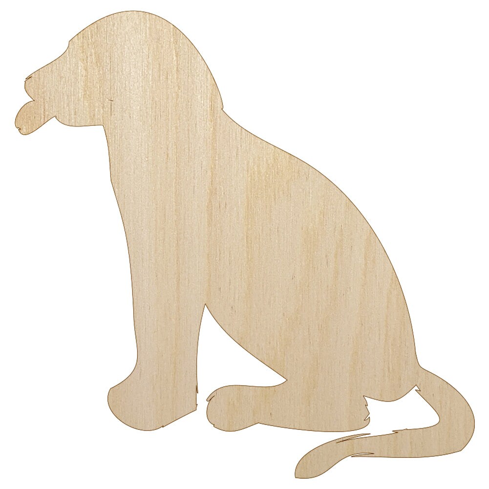 Dog Puppy Tongue Out Sitting Unfinished Wood Shape Piece Cutout for DIY Craft Projects