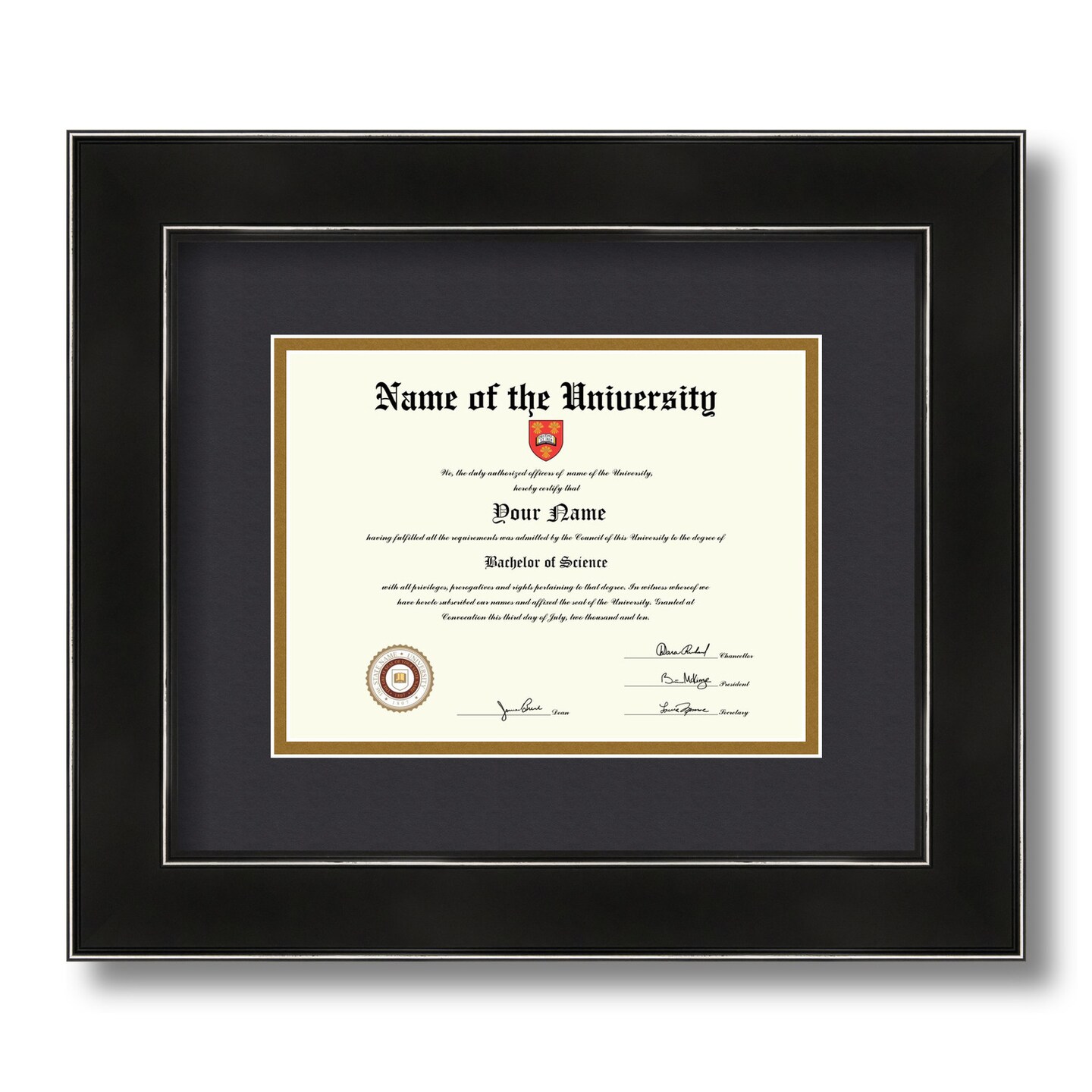 ArtToFrames 6x8 inch Diploma Frame - Framed with Black and Gold Mats, Comes with Regular Glass and Sawtooth Hanger for Wall Hanging (D-6x8)