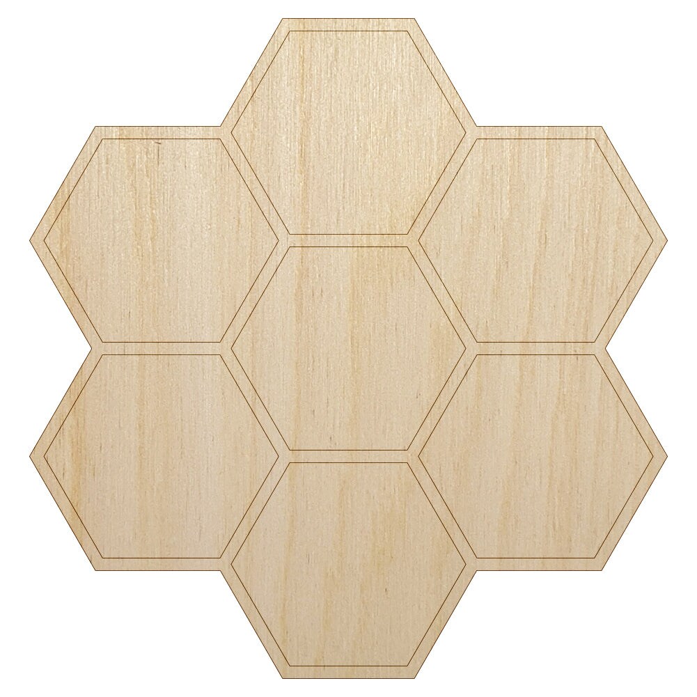 Simple Honeycomb Outline Unfinished Wood Shape Piece Cutout for DIY Craft Projects
