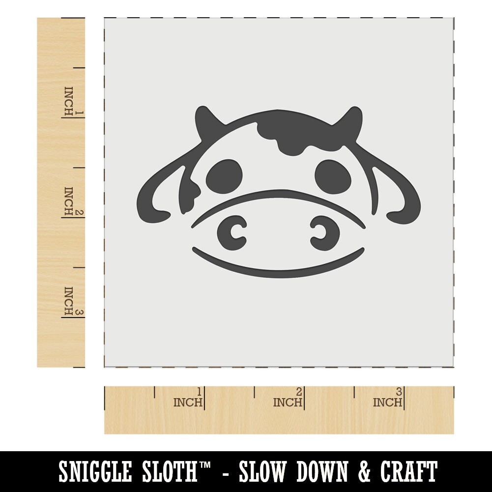 Kawaii Chibi Cow Head Face Milk Farm Animal Wall Cookie DIY Craft Reusable Stencil