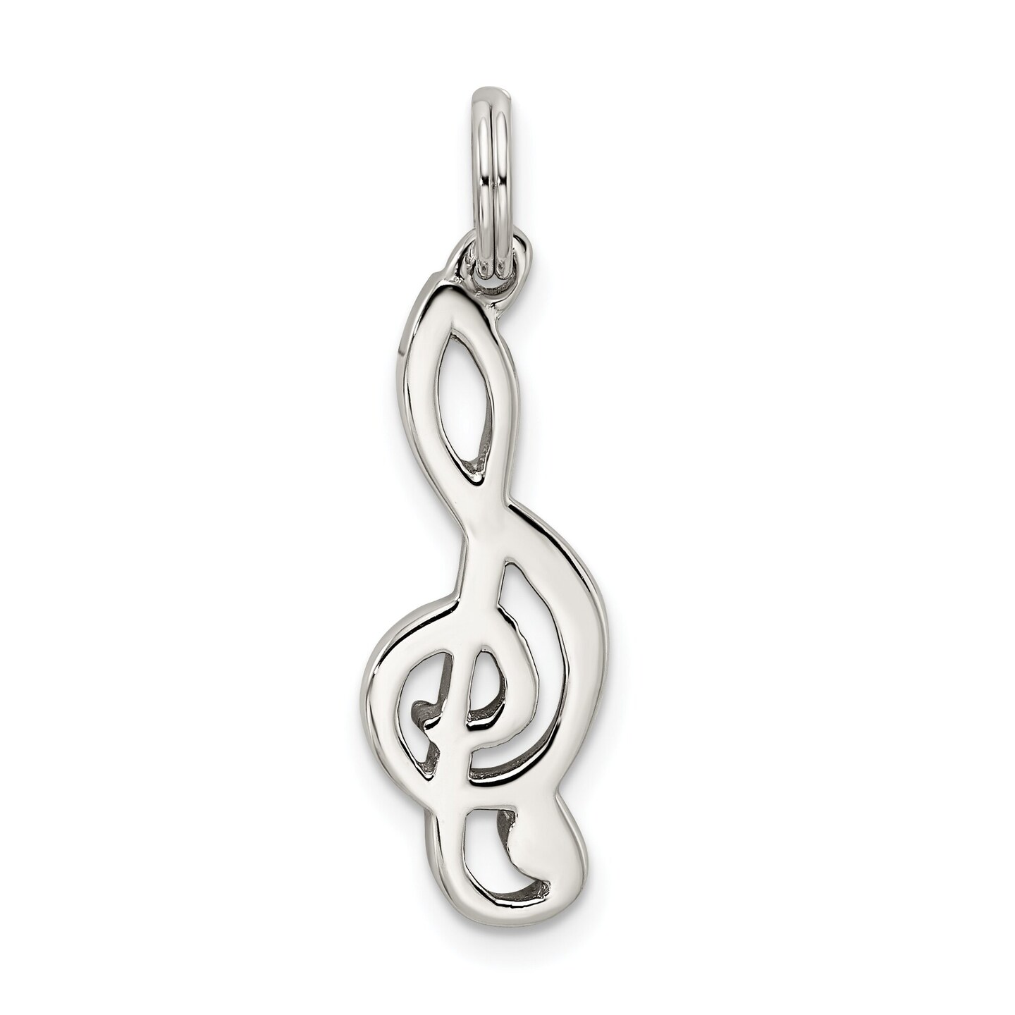 Sterling Silver Treble Clef Charm Pendant Jewelry 24mm x 10mm