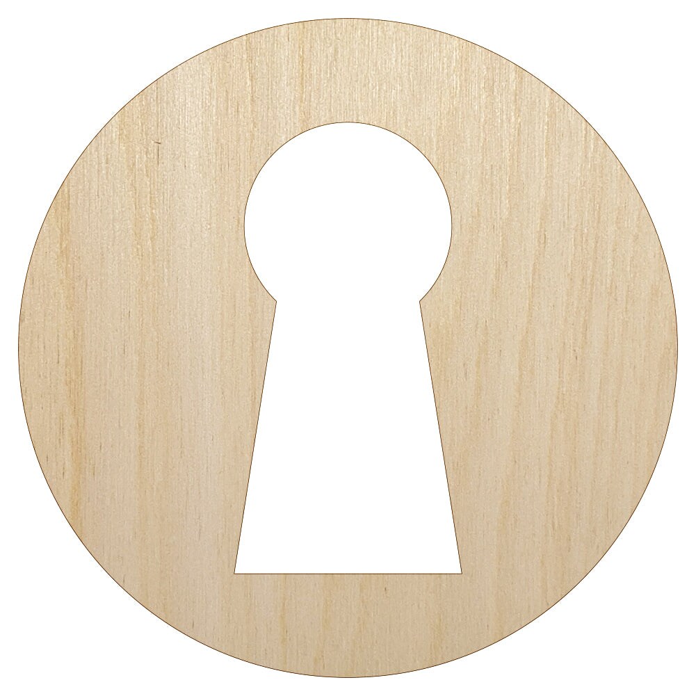 Keyhole Symbol Unfinished Wood Shape Piece Cutout for DIY Craft Projects