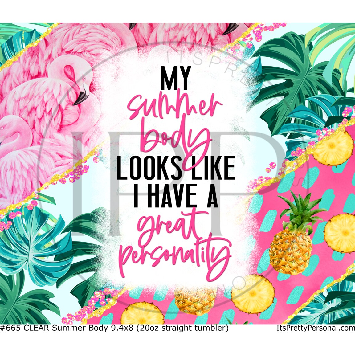 #665 CLEAR- 20oz - Summer Body 9.4&#x22; x 8&#x22; Pattern Vinyl Wrap
