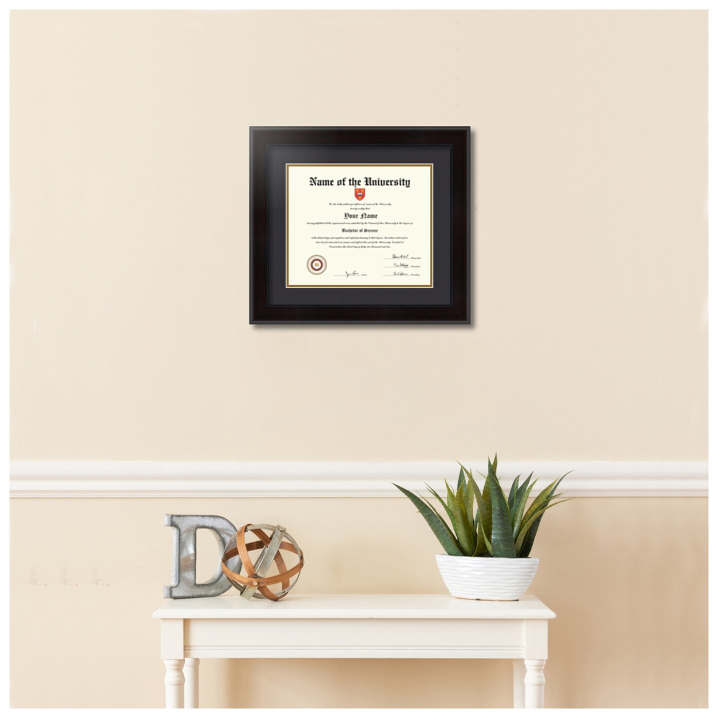 ArtToFrames 10x12 inch Diploma Frame - Framed with Black and Gold Mats, Comes with Regular Glass and Sawtooth Hanger for Wall Hanging (D-10x12)