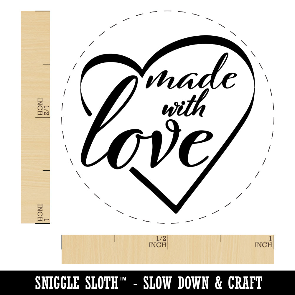 Made with Love in Heart Self-Inking Rubber Stamp for Stamping Crafting Planners