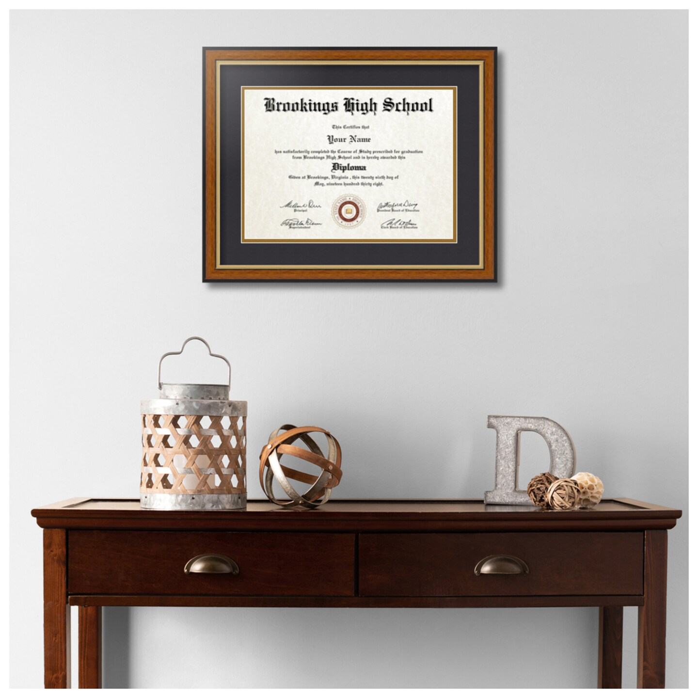 ArtToFrames 10x14 inch Diploma Frame - Framed with Black and Gold Mats, Comes with Regular Glass and Sawtooth Hanger for Wall Hanging (D-10x14)