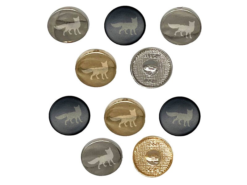 Fox Solid 0.6" (15mm) Round Metal Shank Buttons for Sewing - Set of 10