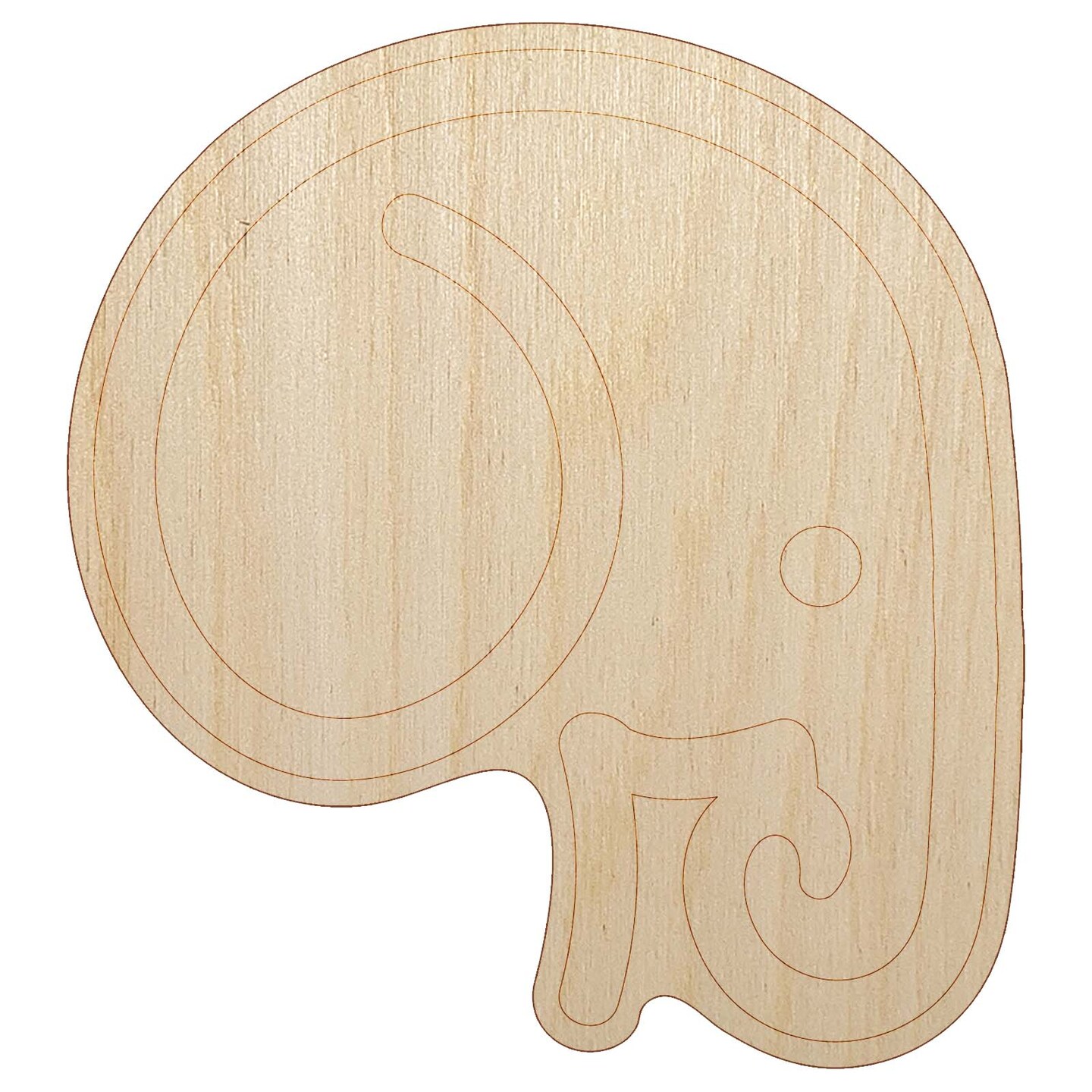 Simple Elephant Head Unfinished Wood Shape Piece Cutout for DIY Craft