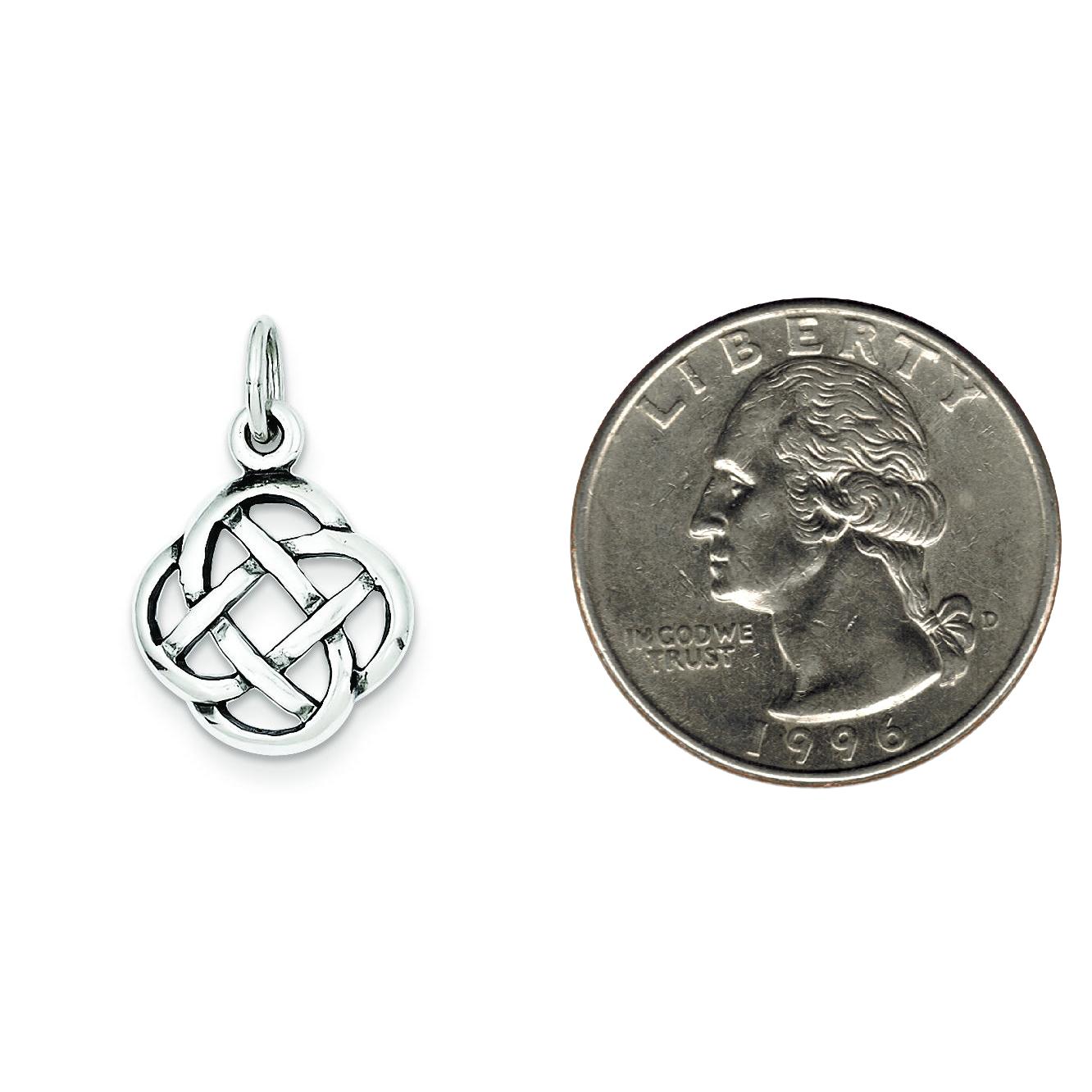 Sterling Silver Antiqued Celtic Knot Charm Pendant Jewerly 23mm x 15mm
