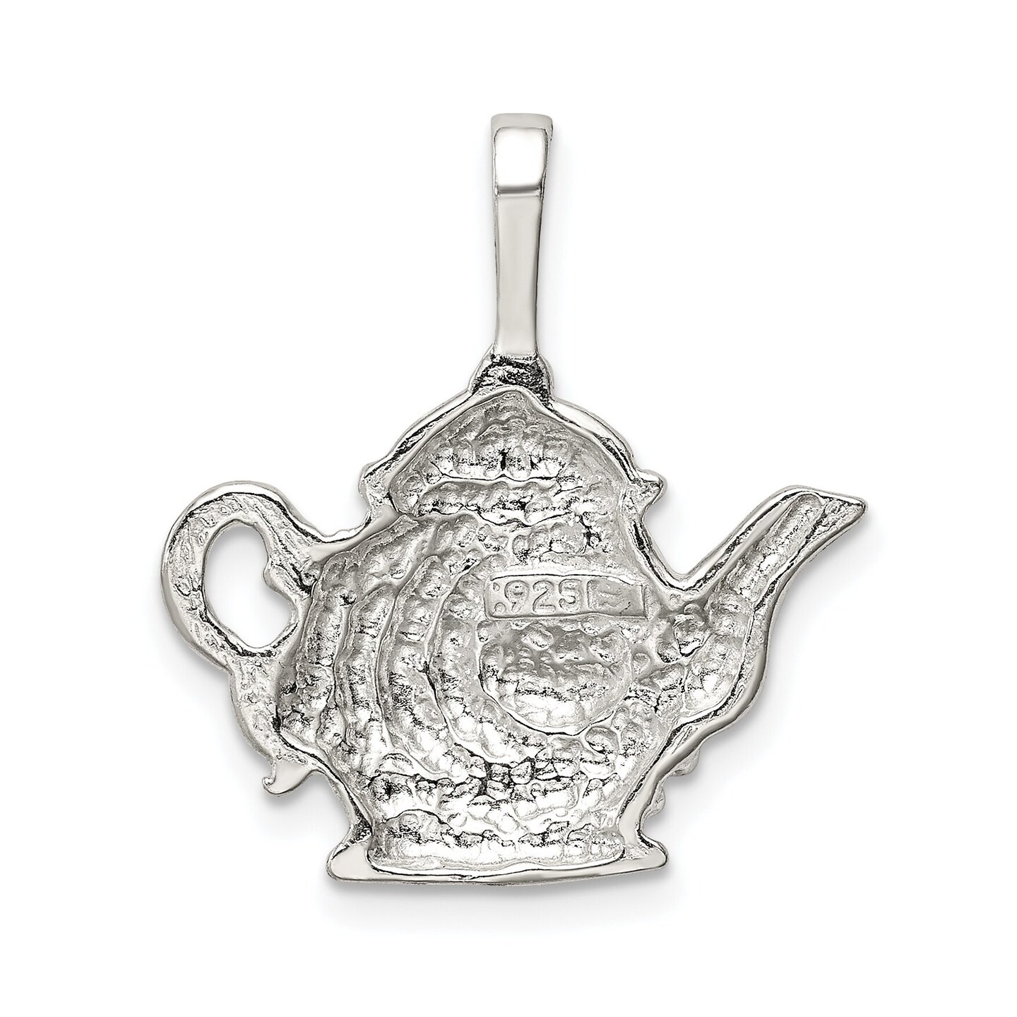 Sterling Silver Teapot Charm &#x26; 18&#x22; Chain Jewerly 24.6mm x 21.9mm