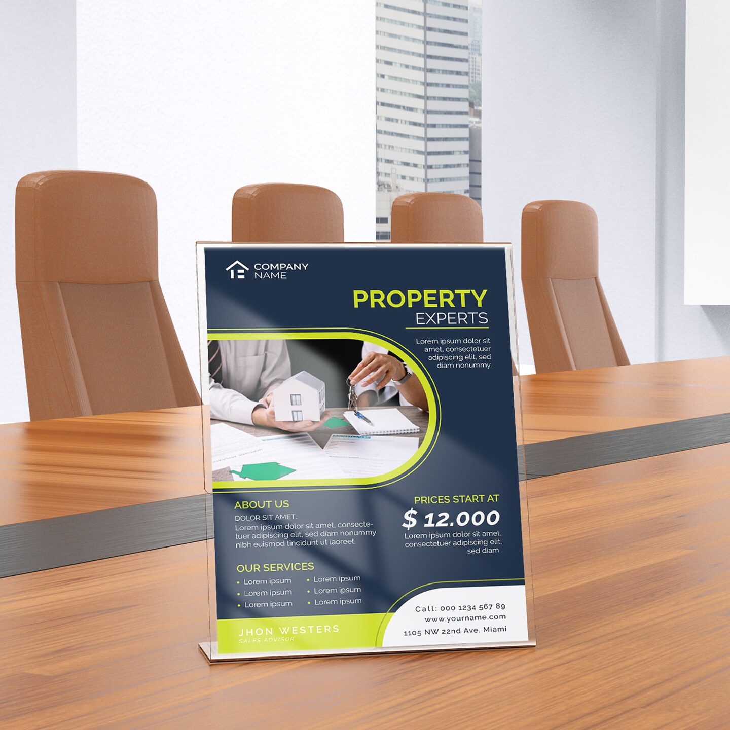 Danoni Clear Acrylic Sign Holder, Document Brochure Display with Vertical Slant - 6 Pack 8.5x11 inches
