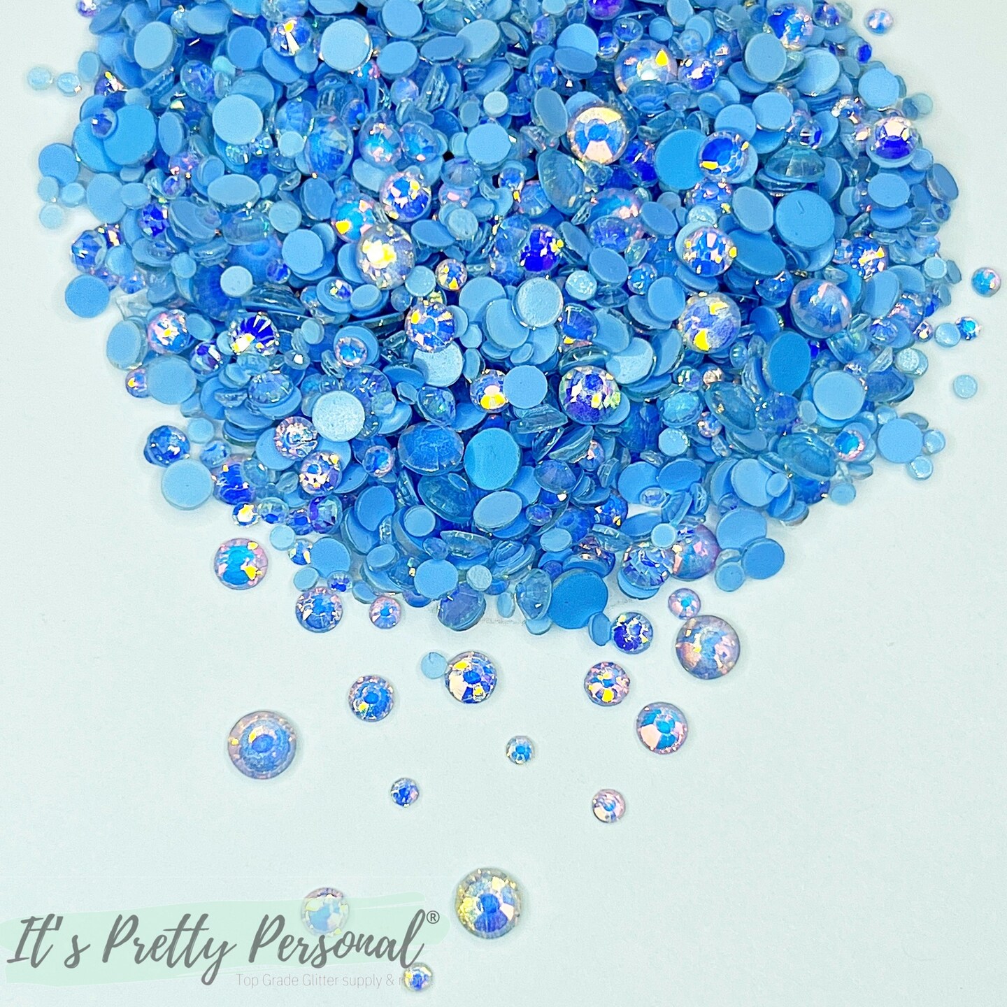 Mix #45- &#x22;Blue Frosted Opal&#x22;- Glass Rhinestones (~2880 stones per bag! SS3-SS20 mix)