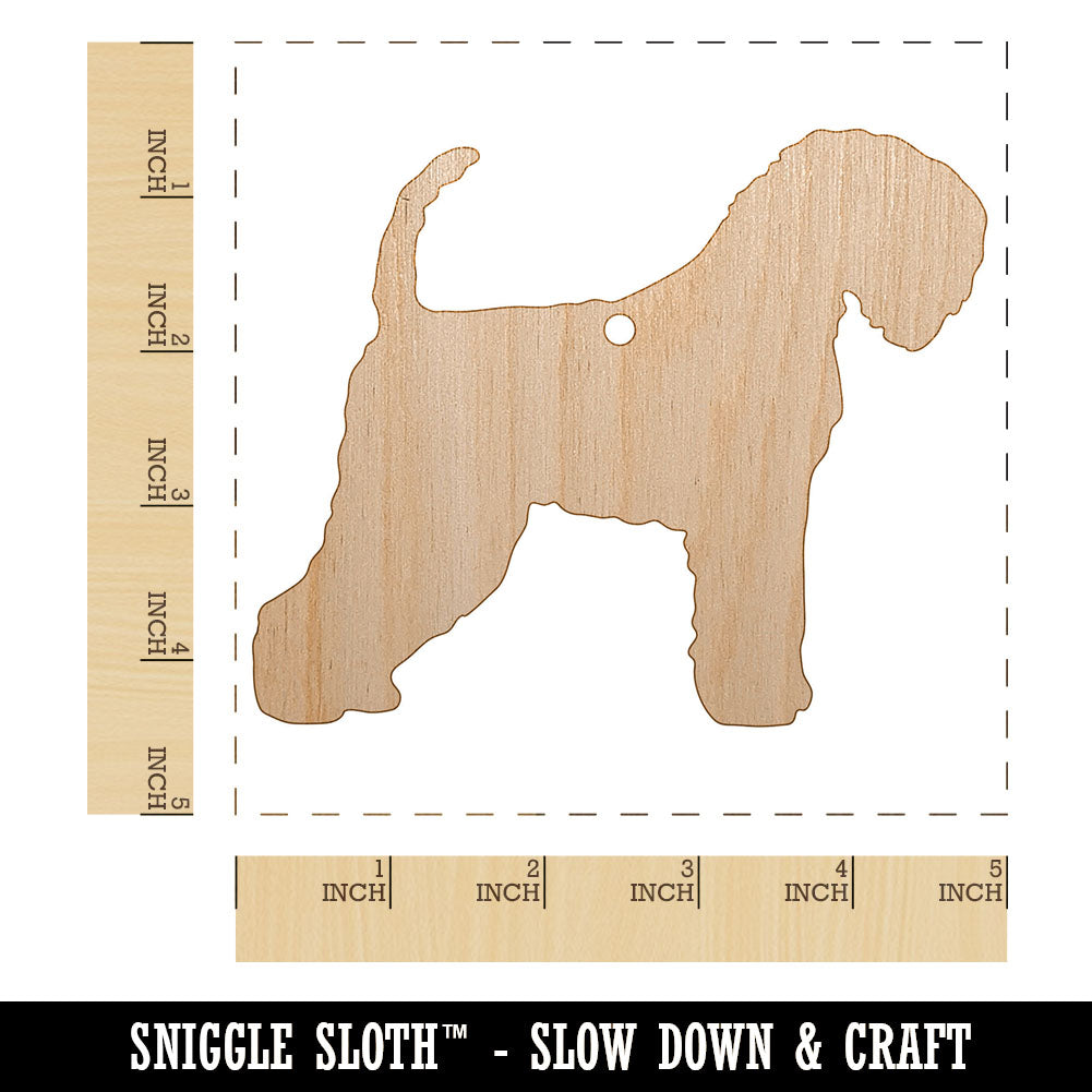 Soft Coated Wheaten Terrier Dog Solid Unfinished Craft Wood Holiday Christmas Tree DIY Pre-Drilled Ornament