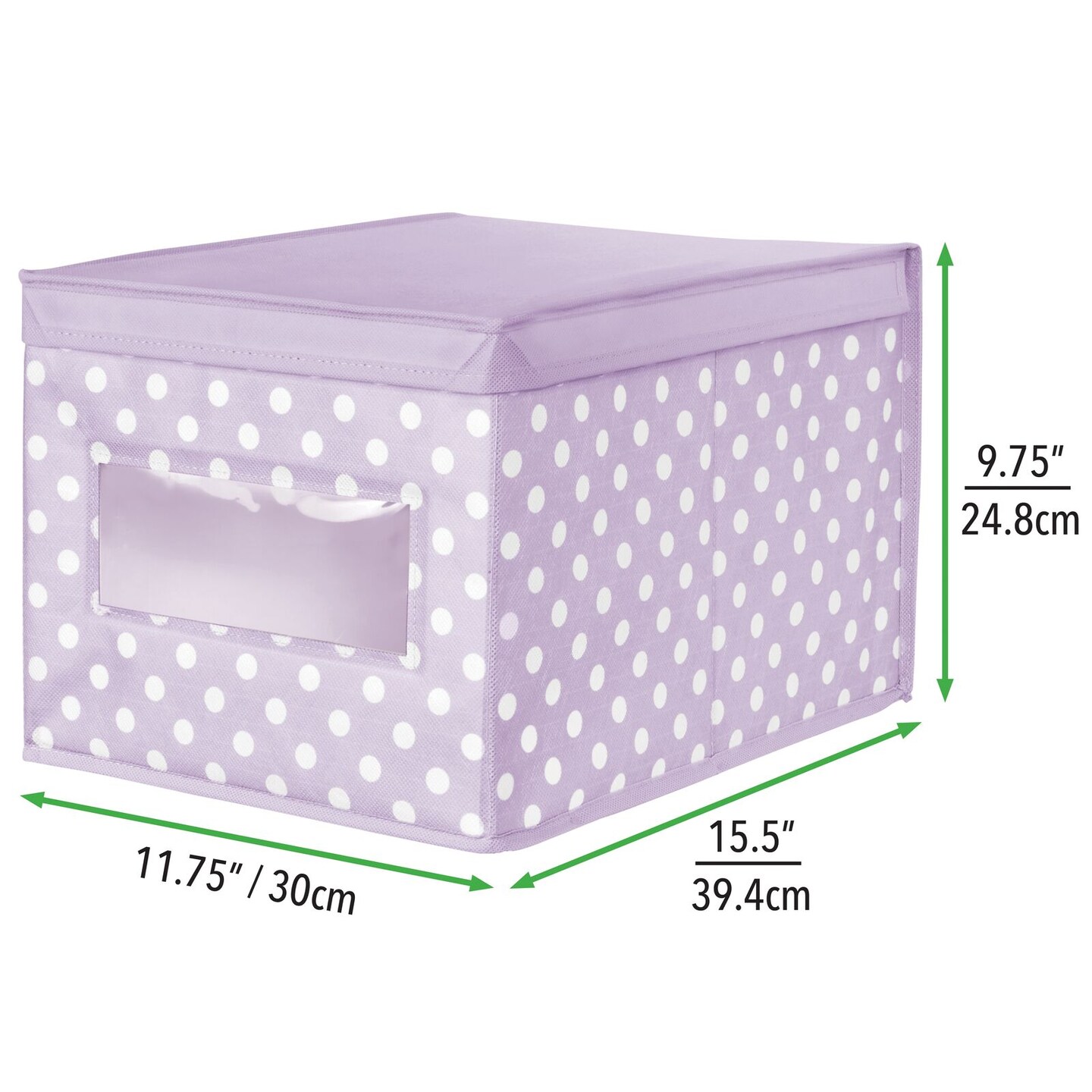mDesign Child/Kids Fabric Closet Storage Box, Large, Polka Dot, 2 Pack