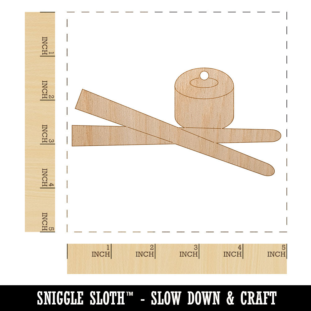 Sushi with Chopsticks Unfinished Craft Wood Holiday Christmas Tree DIY Pre-Drilled Ornament