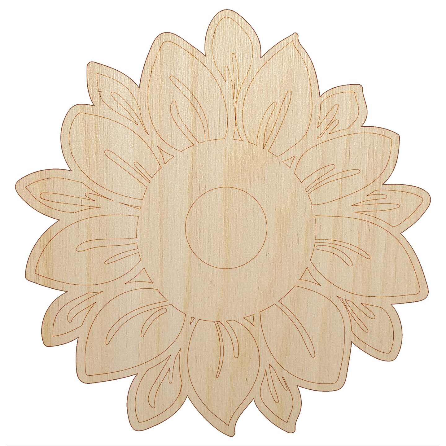 Cute Sunflower Doodle Unfinished Wood Shape Piece Cutout for DIY Craft Projects