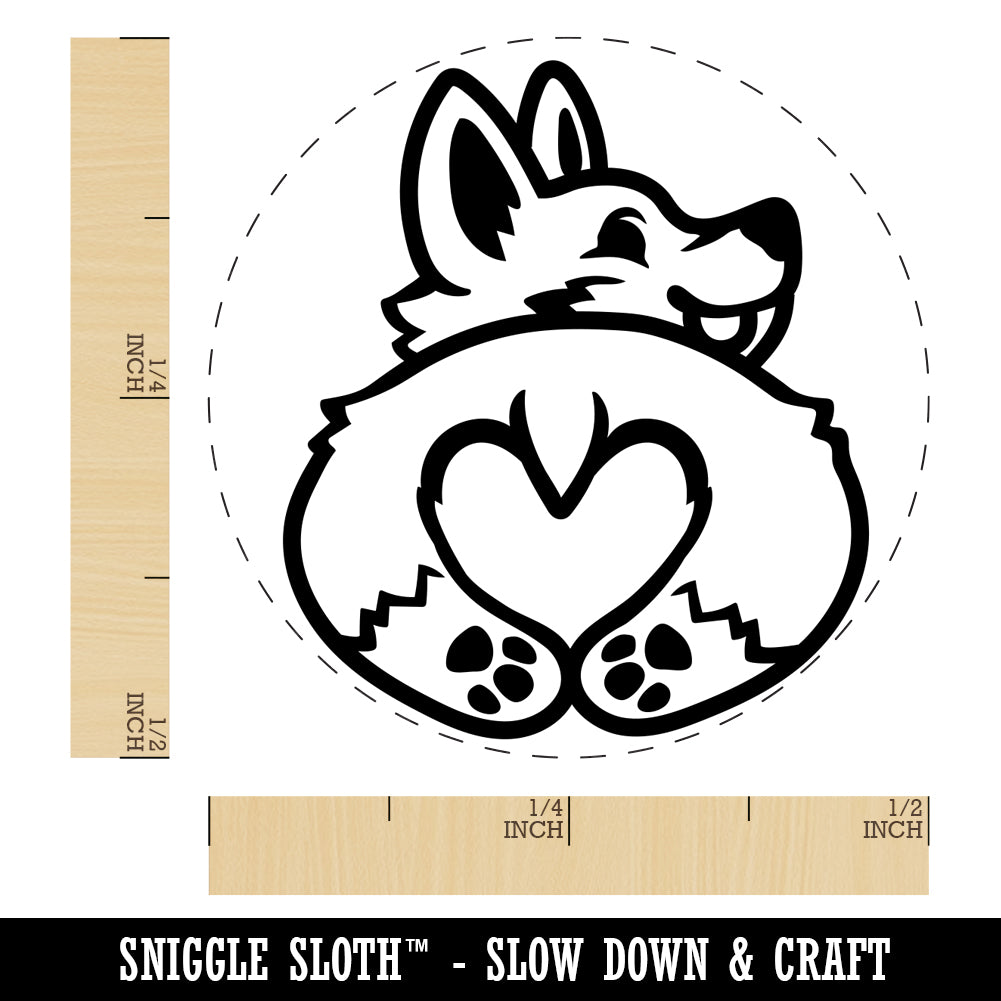 Cute Corgi with a Heart Butt Self-Inking Rubber Stamp for Stamping Crafting Planners