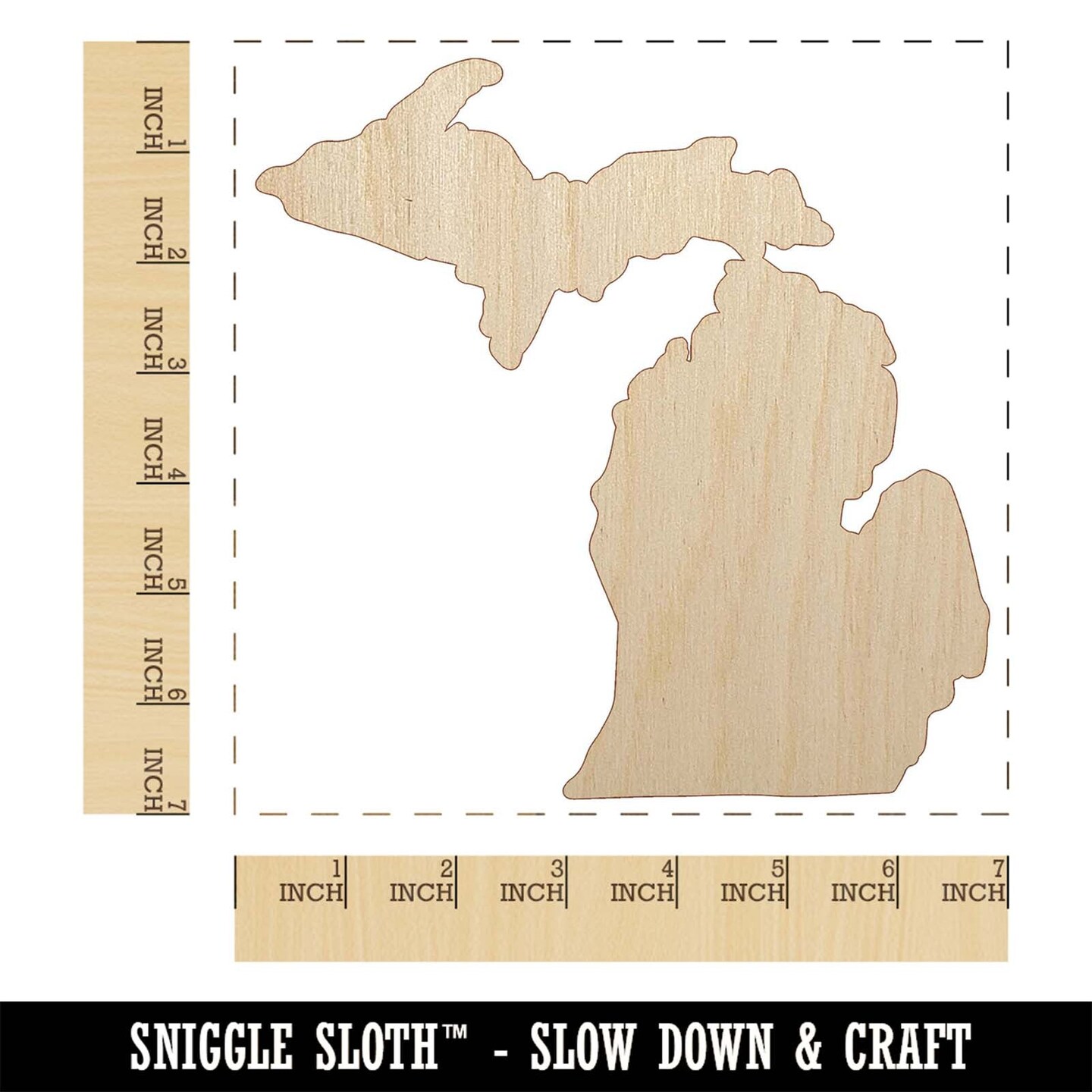 Michigan State Silhouette Unfinished Wood Shape Piece Cutout for DIY Craft Projects