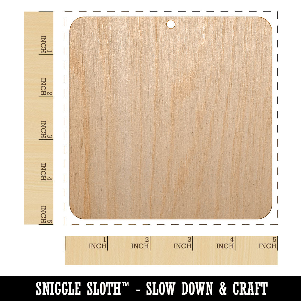 Square Rounded Corners Unfinished Craft Wood Holiday Christmas Tree DIY Pre-Drilled Ornament