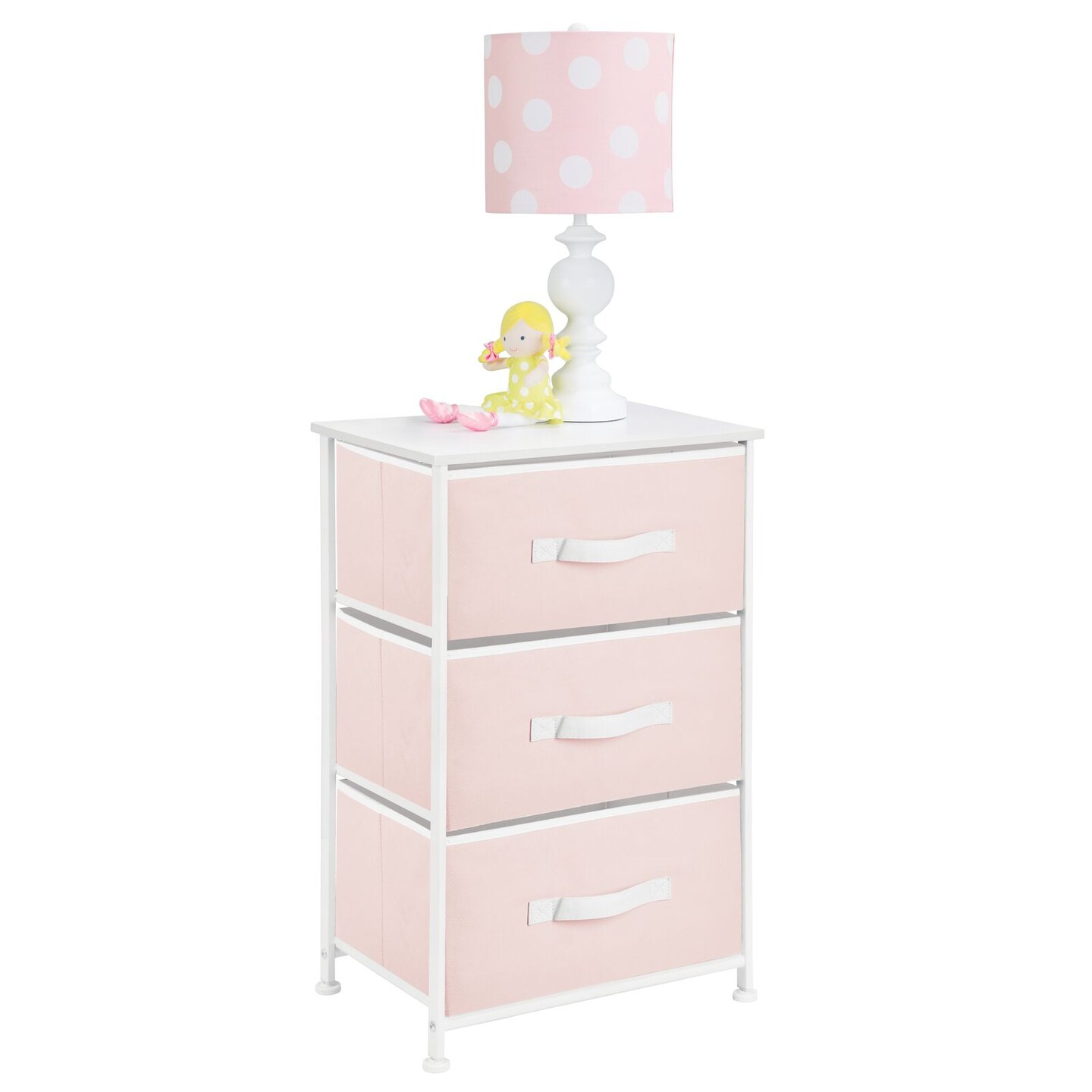 mDesign Storage Dresser Tower Furniture Unit with 3 Drawers, Color: Light  Pink/White, Count: 1, Size: 1 Pack
