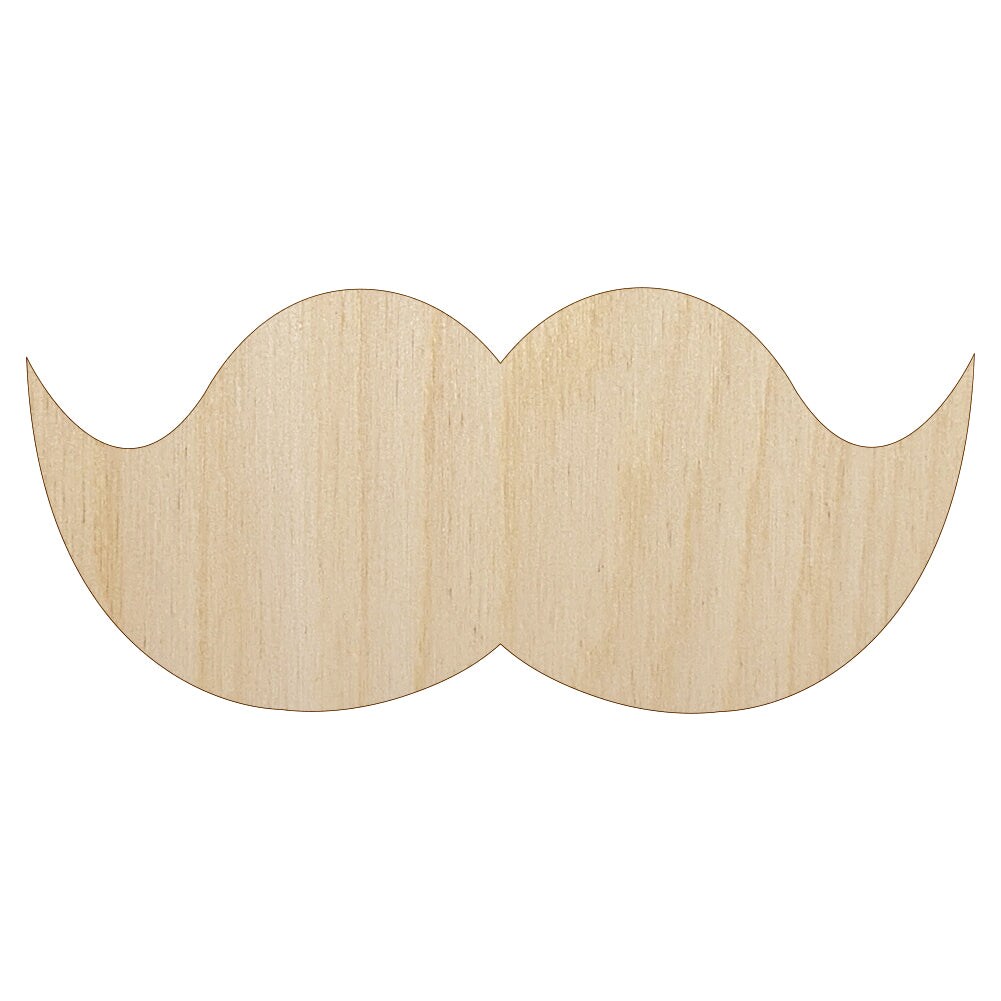 Mustache Solid Unfinished Wood Shape Piece Cutout for DIY Craft Projects