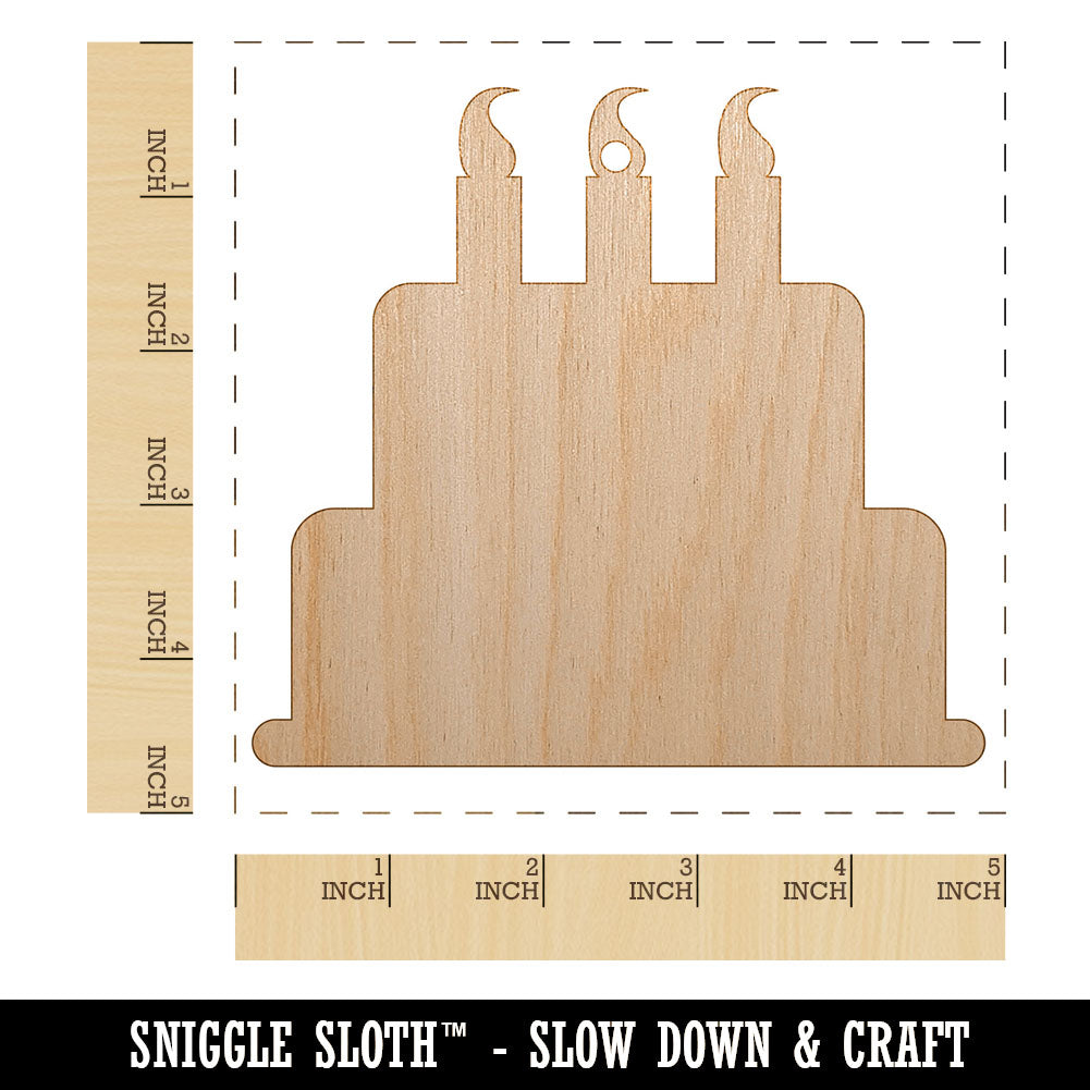 Birthday Cake Unfinished Craft Wood Holiday Christmas Tree DIY Pre-Drilled Ornament