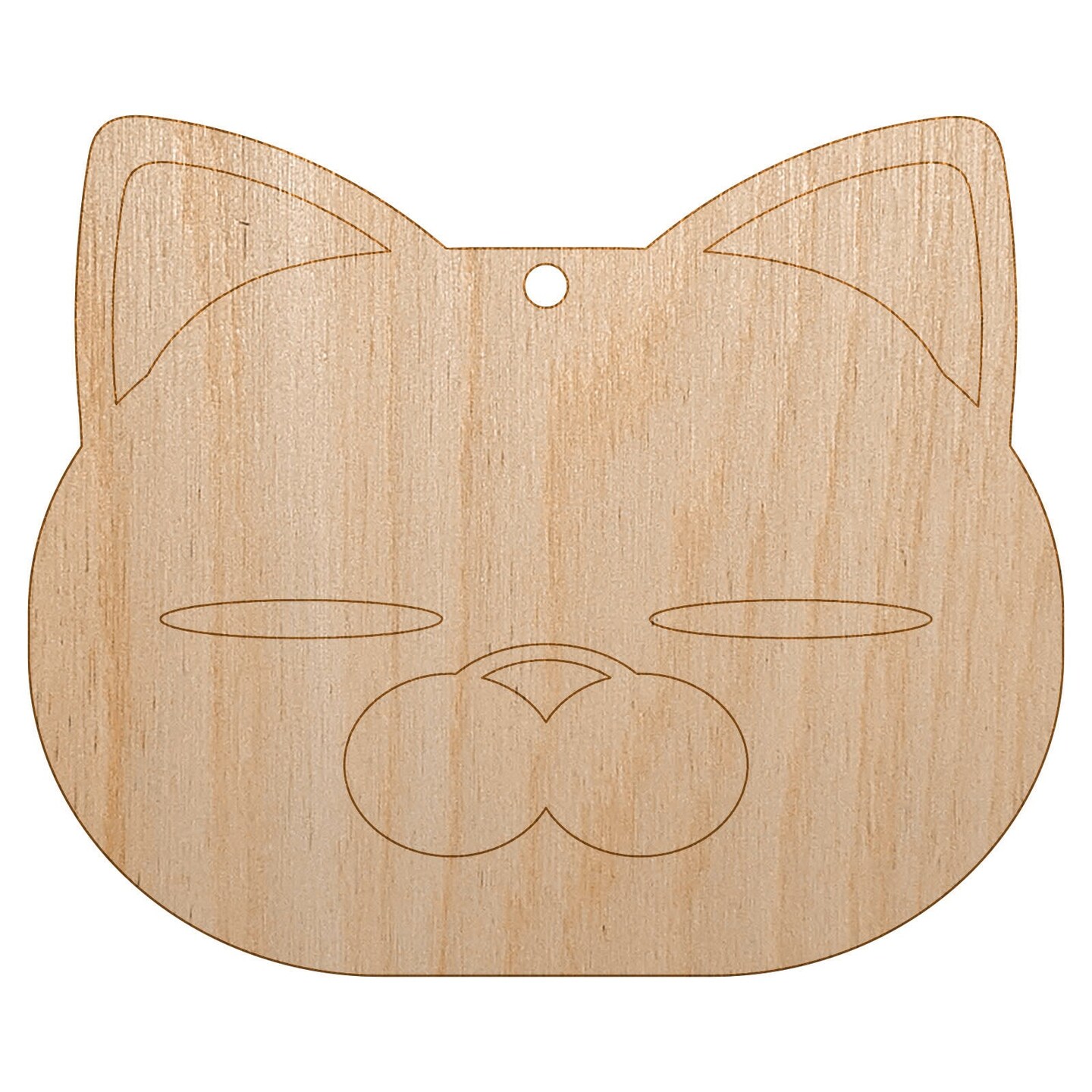 Round Cat Face Tired Unfinished Craft Wood Holiday Christmas Tree DIY Pre-Drilled Ornament