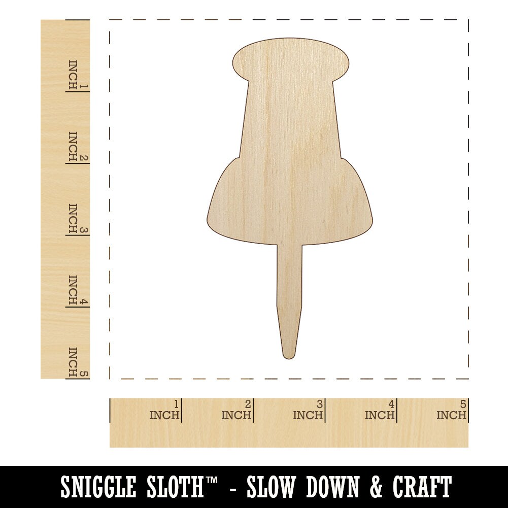 Push Pin Thumbtack Unfinished Wood Shape Piece Cutout for DIY Craft Projects