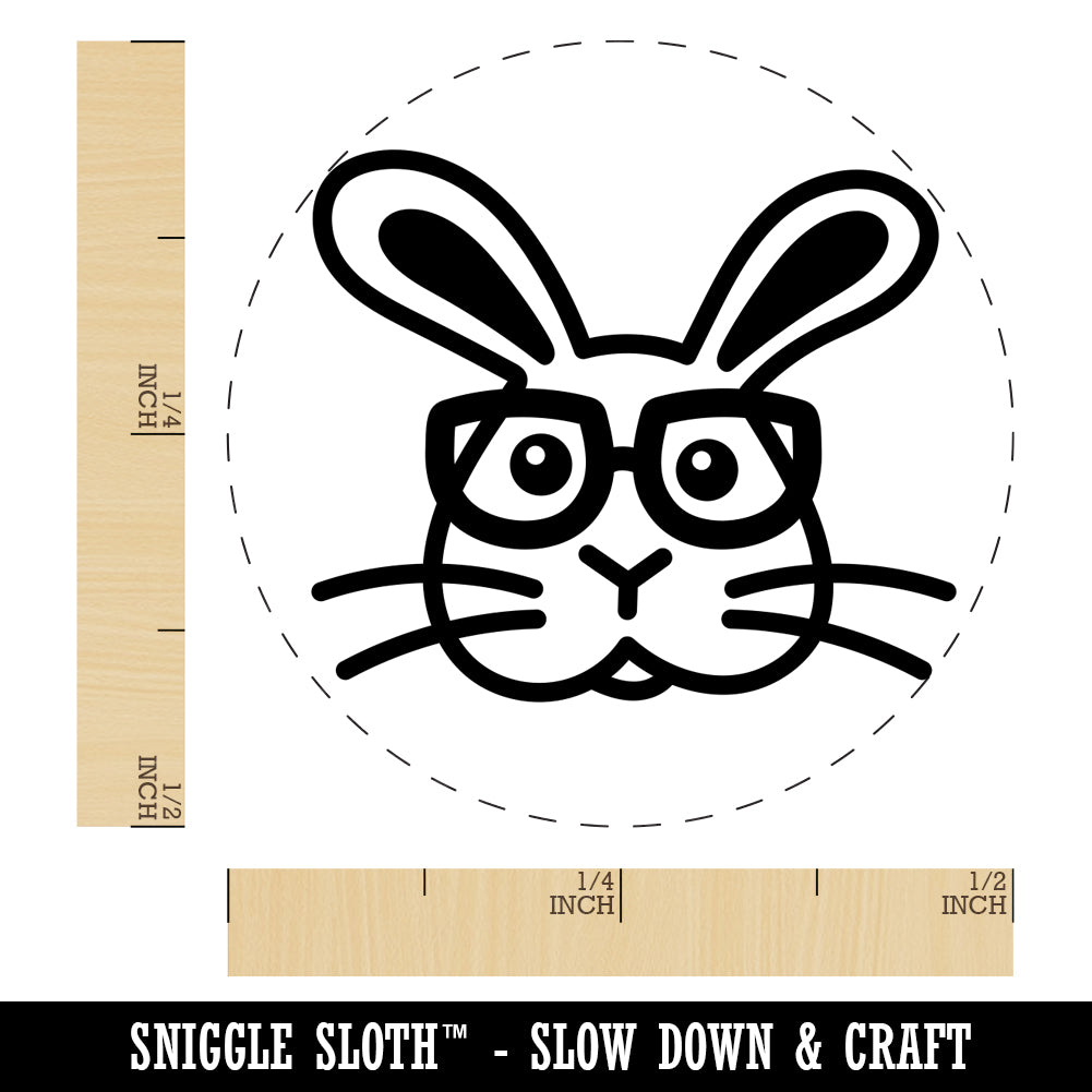 Bunny Rabbit Wearing Glasses Easter Self-Inking Rubber Stamp for Stamping Crafting Planners