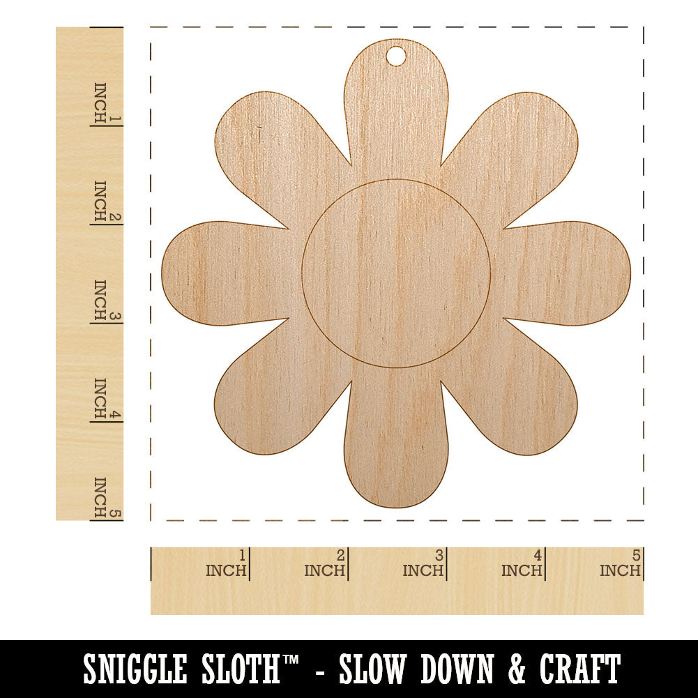 Daisy Flower Unfinished Craft Wood Holiday Christmas Tree DIY Pre-Drilled Ornament