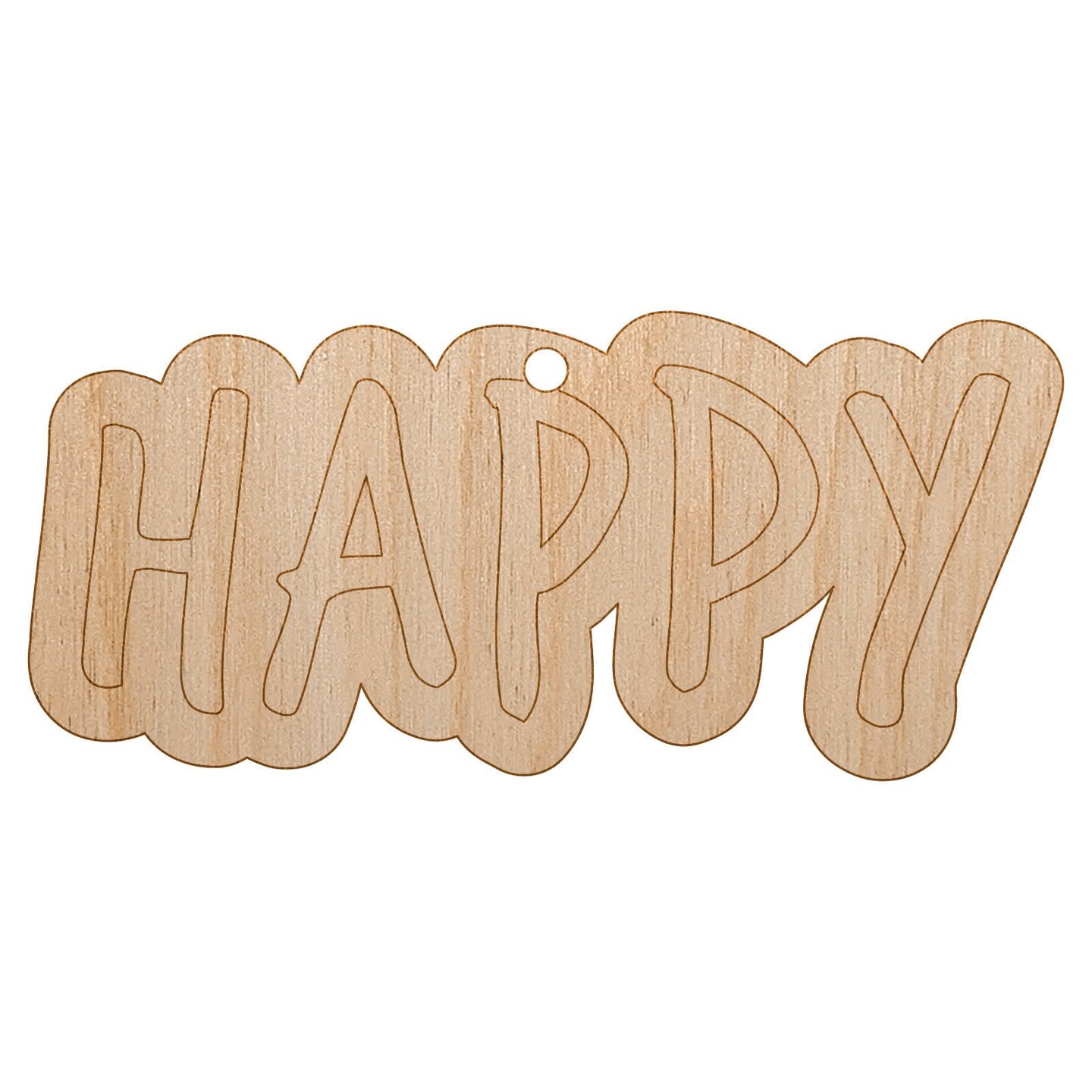 Happy Fun Text Unfinished Craft Wood Holiday Christmas Tree Diy Pre Drilled Ornament Michaels 