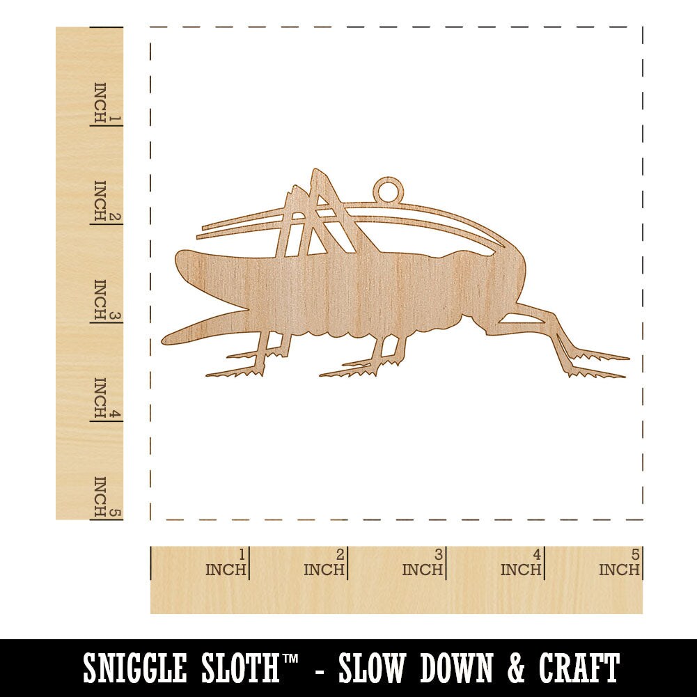 Grasshopper Insect Solid Unfinished Craft Wood Holiday Christmas Tree DIY Pre-Drilled Ornament