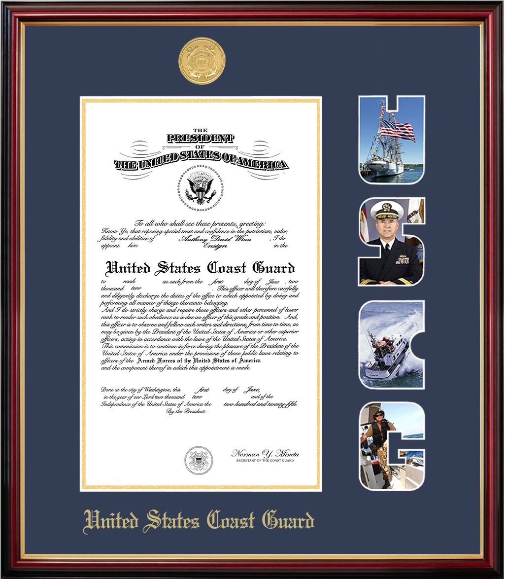 Patriot Frames Coast Guard 8x10 Portrait Petite Frame with Gold Medallion