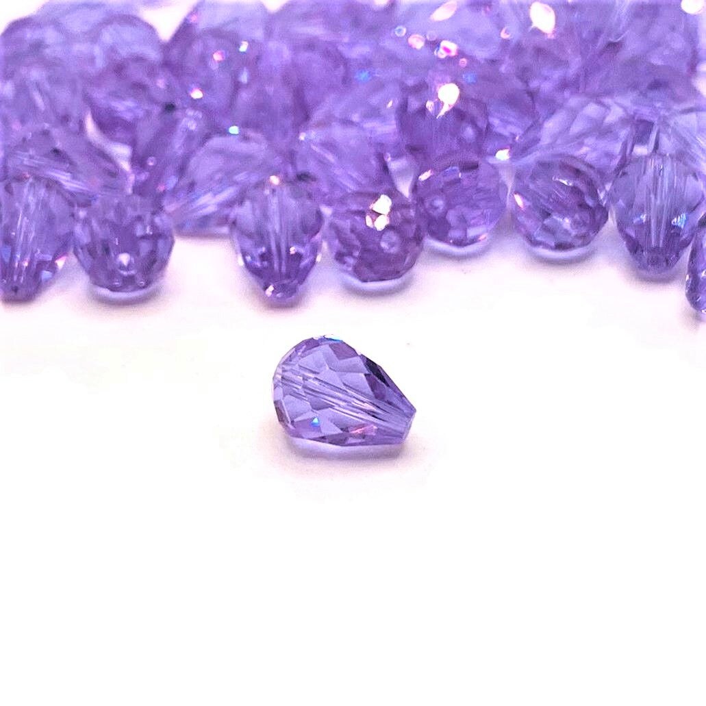 4, 20 or 50 Pieces: 6x8mm Teardrop Purple Imitation Crystal February Birthstone Beads