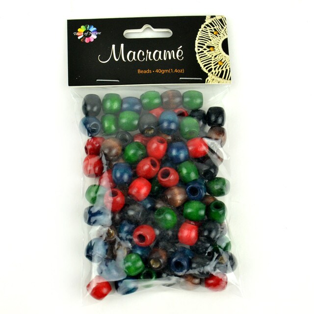 Touch of Nature Multi Colored Barrel Shaped Macram Beads 40g