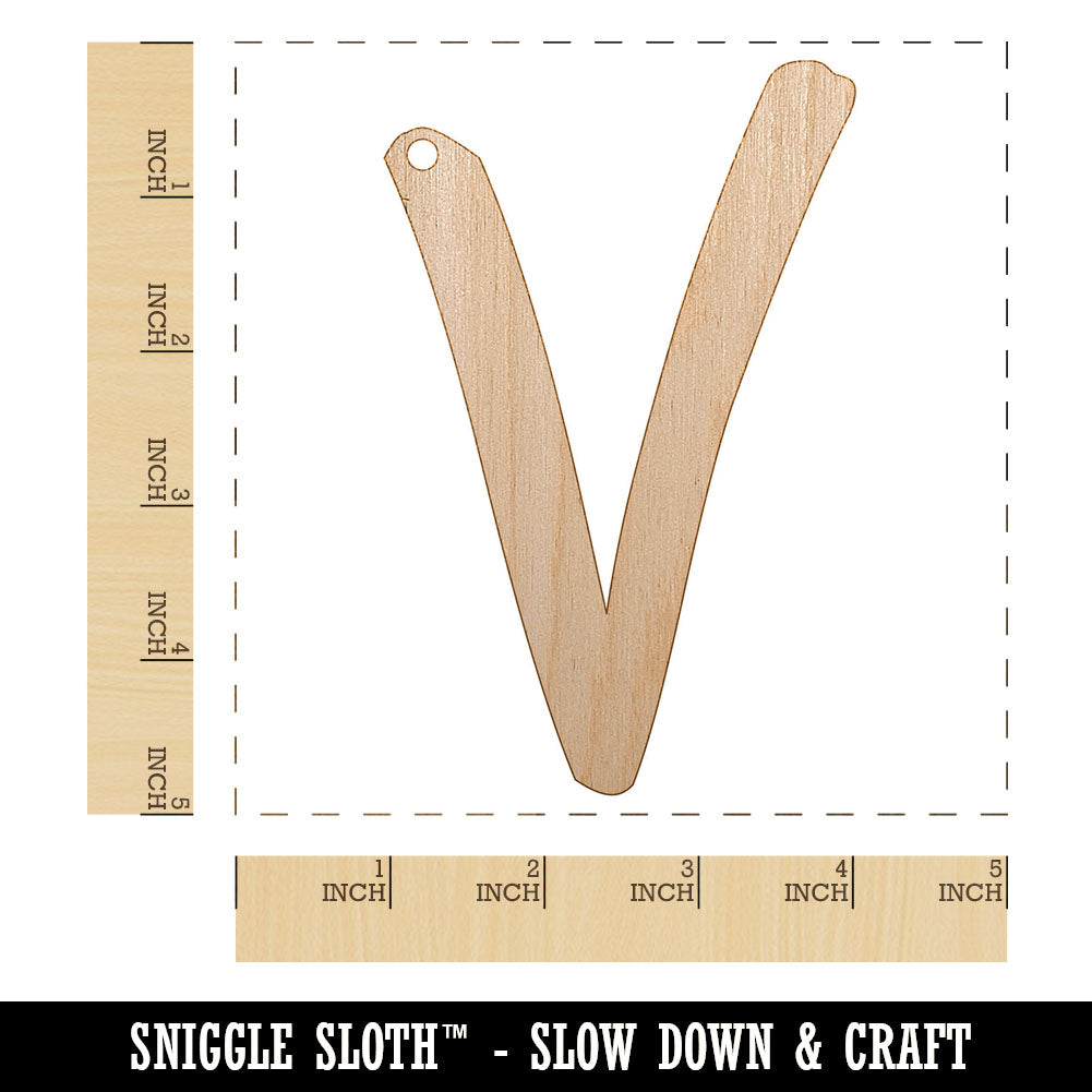Letter V Uppercase Felt Marker Font Unfinished Craft Wood Holiday Christmas Tree DIY Pre-Drilled Ornament