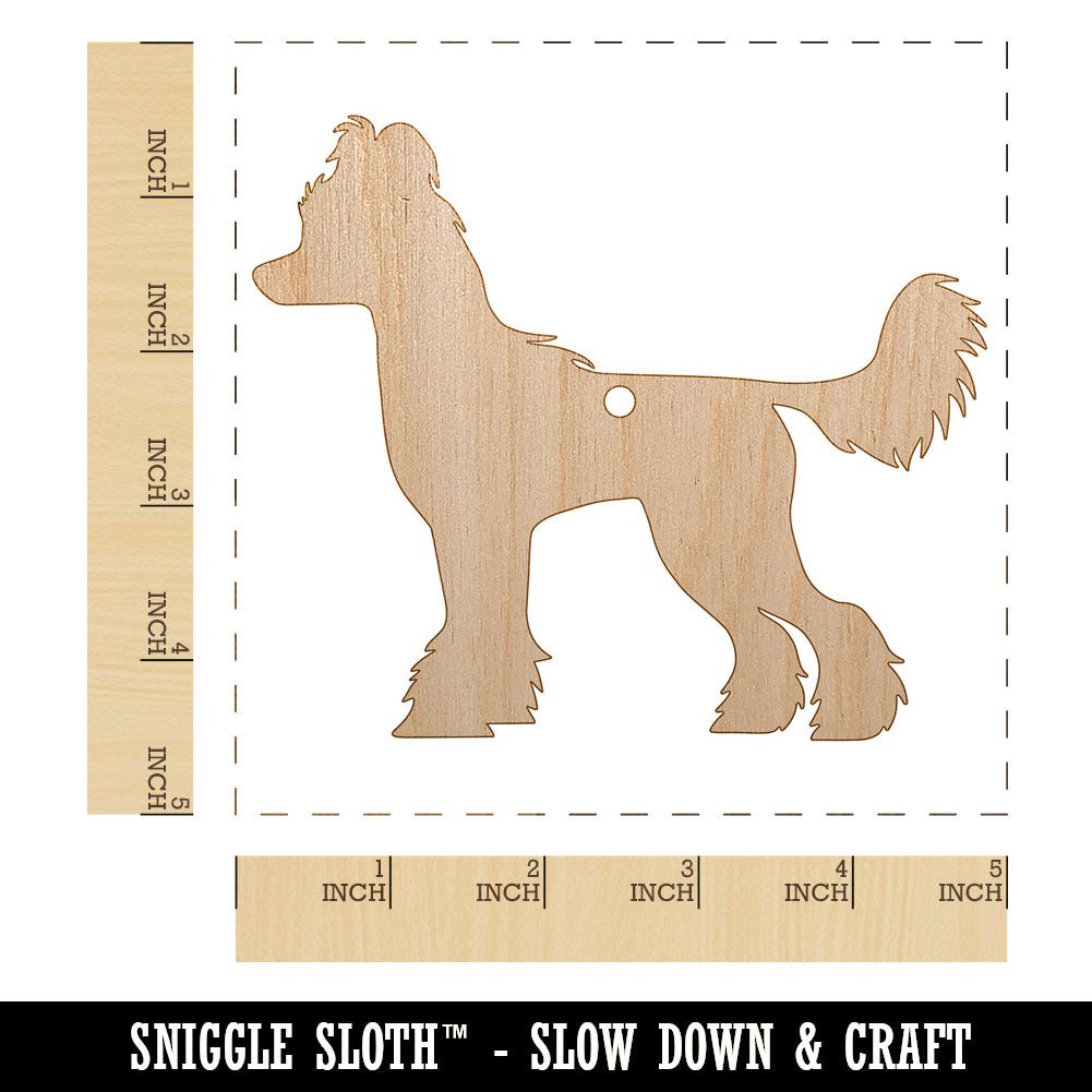 Chinese Crested Dog Solid Unfinished Craft Wood Holiday Christmas Tree DIY Pre-Drilled Ornament