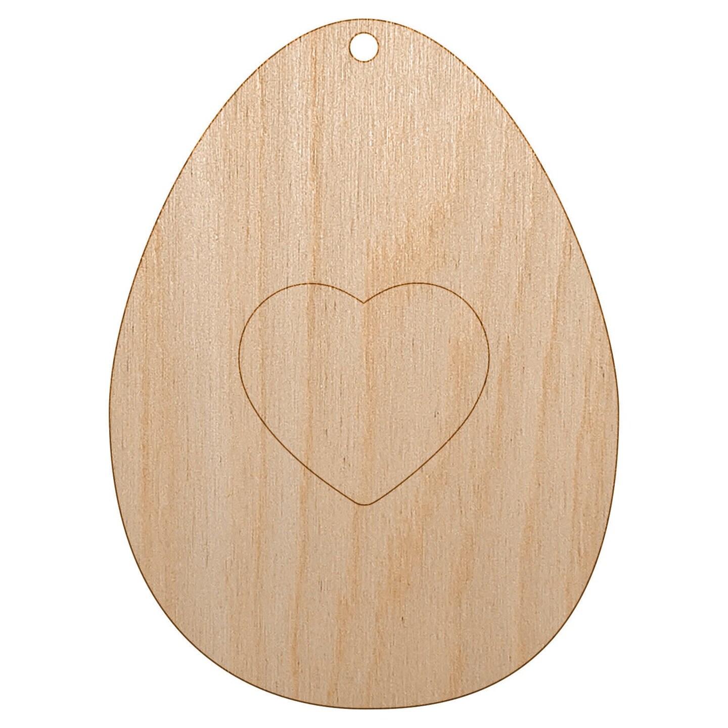 Heart in Egg Unfinished Craft Wood Holiday Christmas Tree DIY Pre-Drilled Ornament
