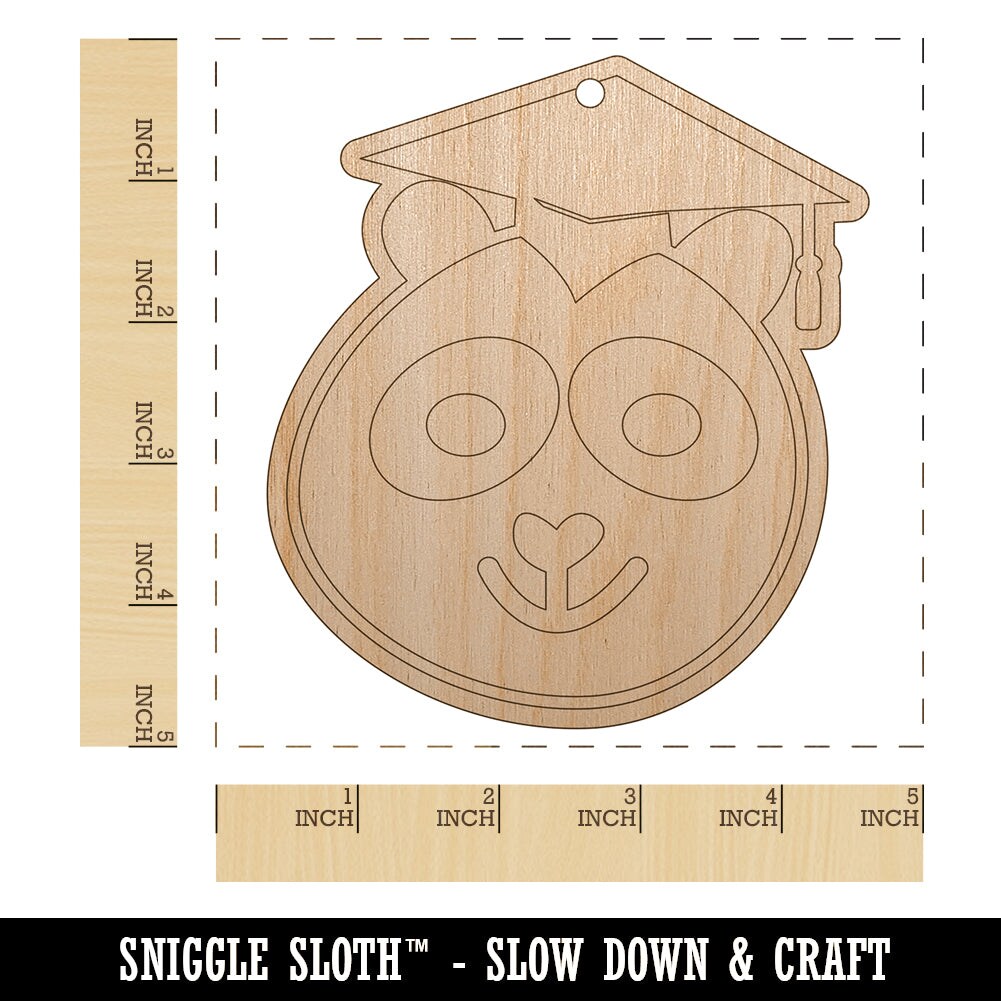 Graduation Panda Unfinished Craft Wood Holiday Christmas Tree DIY Pre-Drilled Ornament
