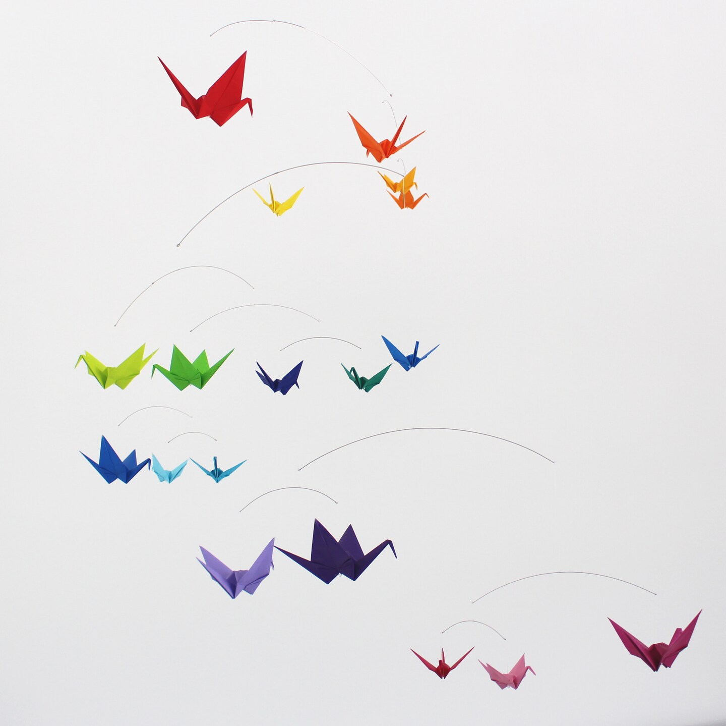 Rainbow Bird Mobile for Adults. Modern Office Decor. Colorful Origami Paper Cranes. Hanging Kinetic Mobile Art Sculpture for Home Decor. product 2
