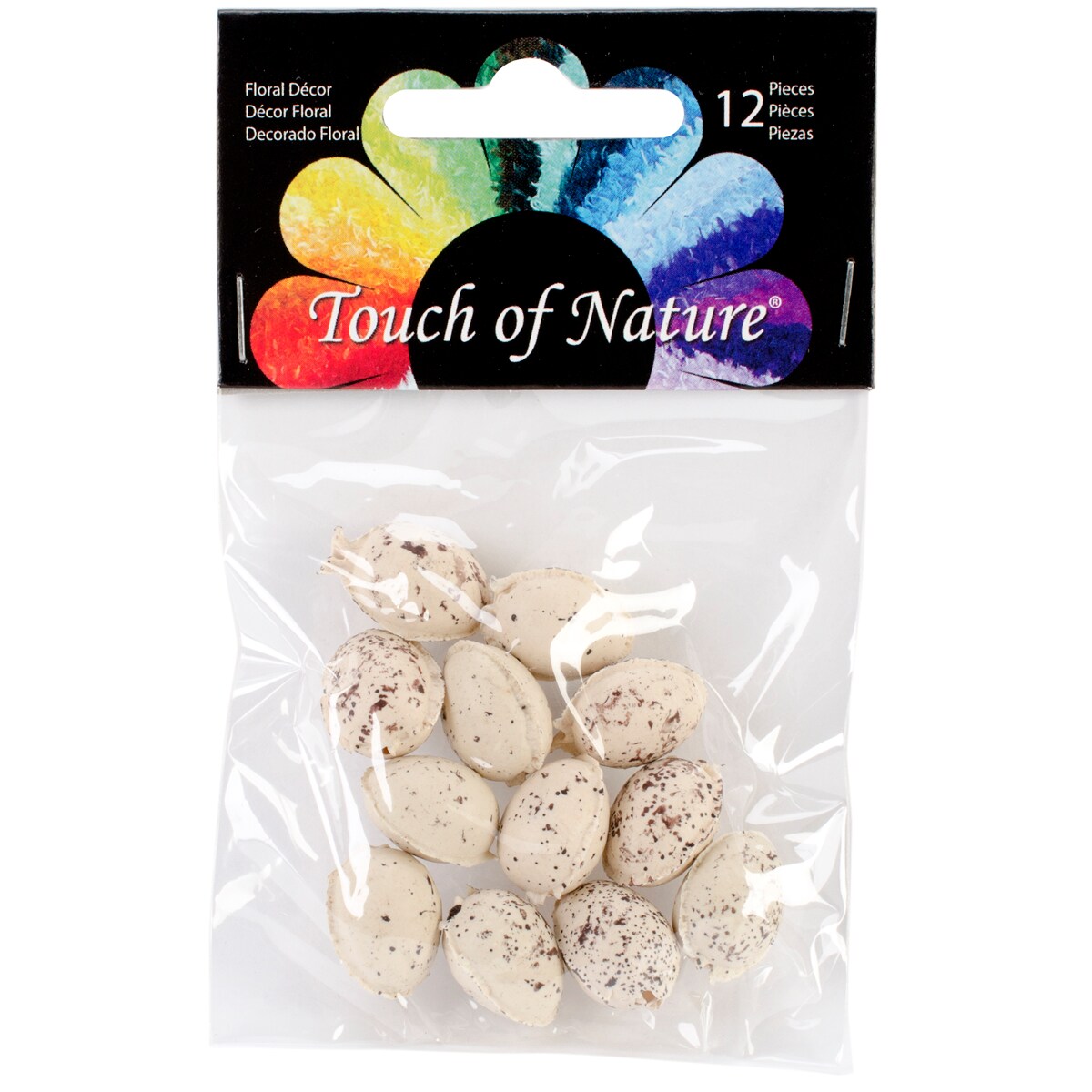 Touch Of Nature Miniature Plastic Bird Eggs .5&#x22; 12/Pkg-Beige W/Brown Speckles