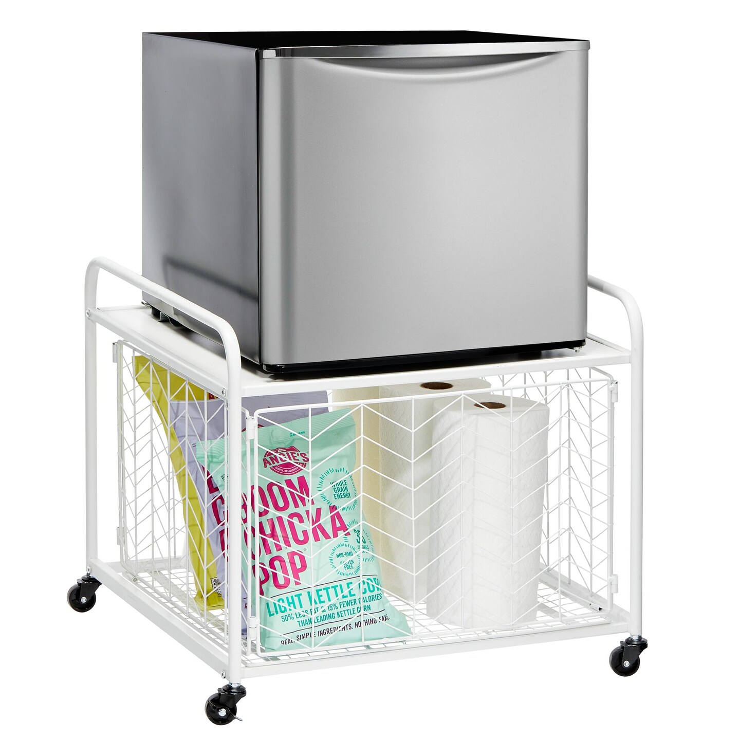 mDesign Small Portable Mini Fridge Storage Cart with Wheels and Handles