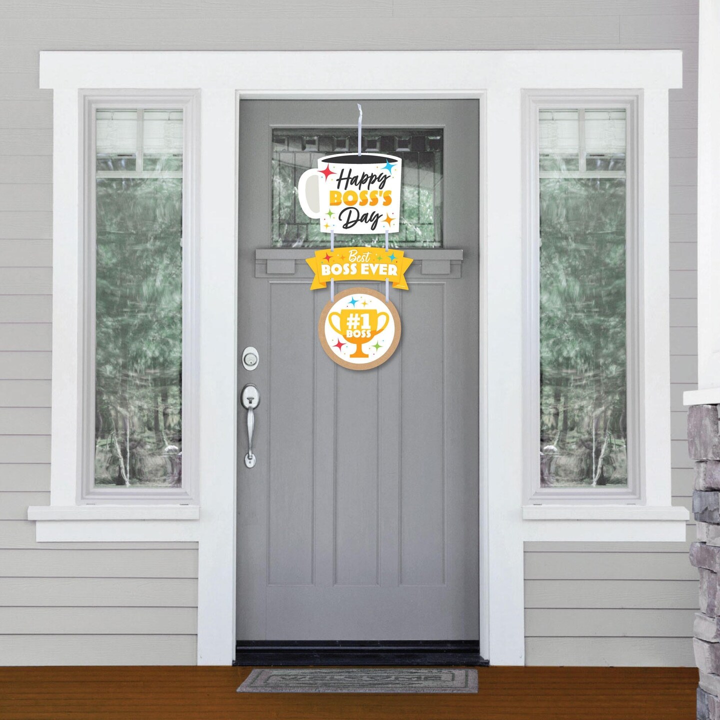 Big Dot of Happiness Happy Boss&#x27;s Day - Hanging Porch Best Boss Ever Outdoor Decorations - Front Door Decor - 3 Piece Sign