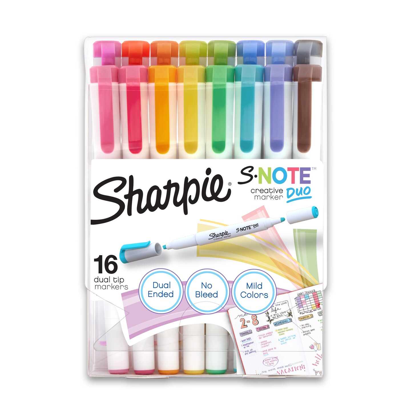 Sharpie S-Note Duo Dual-Ended Creative Highlighters 16/Pkg-Assorted Colors