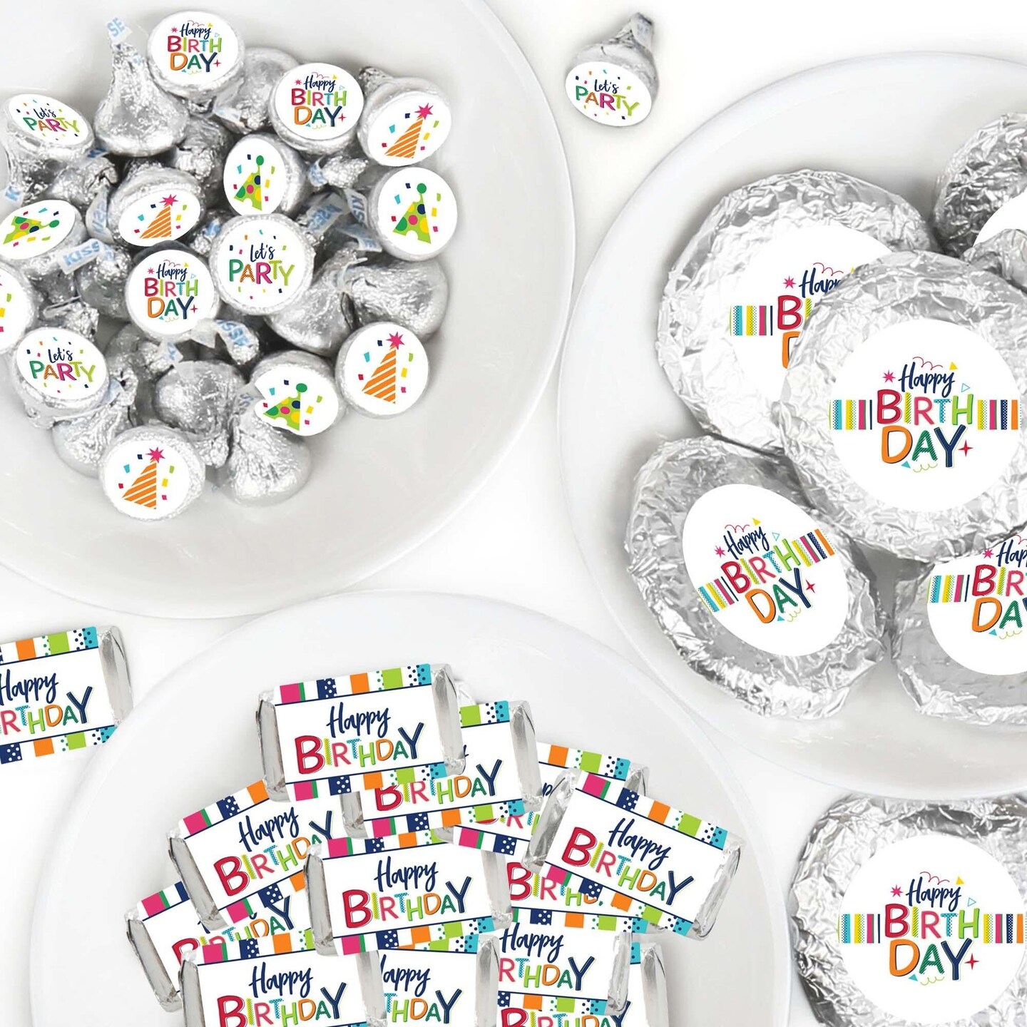 Big Dot of Happiness Cheerful Happy Birthday - Colorful Birthday Party Candy Favor Sticker Kit - 304 Pieces